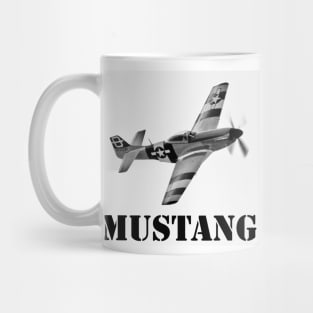 P51 Mustang - Black and White Mug